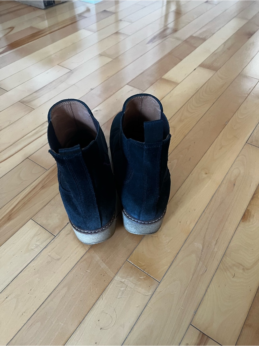 Women’s Black Suede Chelsea Boots with Crepe Sole - Picture 4 of 5